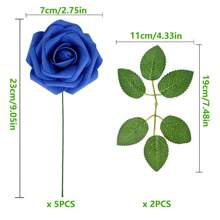 15/30 件人造玫瑰假花植物、花束、用于家居装饰、婚礼装饰、秋季装饰、花束 DIY、花环材料、糖果盒配件、秋季装饰、房间装饰、厨房配件、餐厅、卧室装饰、浴室配件、派对装饰、万圣节装饰、圣诞节装饰、新年装饰、新娘手捧花、校园装饰、户外花园配件（不含盒子）、含三片叶子 - 藍色 - 查看 2