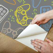 Game Controller Vinyl Adhesive Wallpaper Gray Colored Children's Room Game Room