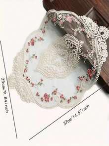 1pc Vintage Handmade Crochet Lace Placemat & Coaster, Hollow Out Home Decor Dust Cover, Suitable For Living Room Coffee Table, Bedroom And Dining Room