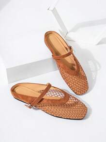 Zapatos casuales cómodos y versátiles para mujer, sandalias de malla de suela blanda y fácil de poner, mocasines cerrados transpirables, bailarinas ligeras, sandalias trenzadas de estilo retro para el verano