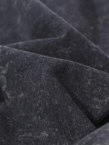 290g Washed Shorts, Purple Syrup Double-Sided Printed Summer Men's Retro Washed Casual Street Sports Shorts, Comfortable And Breathable, Suitable For Daily Wear, Adjustable Drawstring Waist Circumference, Elastic Waistband And Pocket - 黑色 - 查看 5