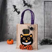 1pc New Halloween Gift Non-Woven Fabric Handbag, Candy Bag, Ghost Festival Pumpkin Bag, Accessory Prop Gift Bag. This Handbag Adopts A Portable Design And Is Equipped With A Comfortable Handle For Easy Carrying At Any Time. Whether You Are Attending A Party Or Outdoor Activities, You Can Easily Carry This Handbag,
