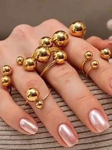1PC Balls Beads Rings For Women Stainless Steel Rotate Freely Anti Stress Anxiety Ring 2024 Antistress Spiral Bead Rotate Jewelry Gift - Geometry - View 10