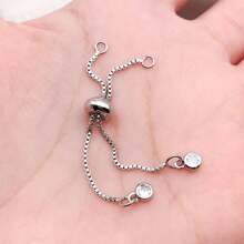 3pcs 18K Gold Plated Brass Adjustable Box Chain, Rubber Bead Bracelet Extender, Adjustable Bracelet Connector, Suitable For Women Jewelry Making