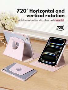 720°旋转保护壳后盖，防震、防压、防刮擦，支持睡眠/唤醒功能，兼容Mini 6/9/7/10.2/10.5/Air 4/5/10/10.9/Pro 11英寸/Air 11 (M2)/Air 13 (M2)/Pro 11 (M4)/Pro 13 (M4) 2024款及12.9英寸机型，也适用于S6 Lite/S7/S8/S9/S9FE/S8 Plus/S9FE 12.4/S7FE - 粉色 - 查看 3