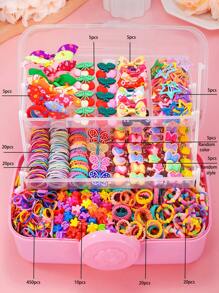 570 件女孩彩色蝴蝶结发夹，时尚简约水果柠檬发圈马尾辫夹套装，学生礼物，日常和派对使用