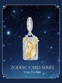 WOSTU WOSTU 1 buc pandantiv constelație din argint 925 în două tonuri, 12 mărgele zodiacale pentru colier, cadou de ziua de naștere DIY, accesorii de bijuterii