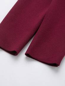 V-Neck Solid Color Casual Knit Sweater With Metal Buttons, Suitable For Spring/Autumn/Winter - Burgundy - View 6