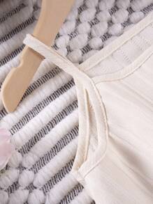 Set de 2 piezas de top de tirantes de unicolor y pantalones de pierna ancha para niñas, verano