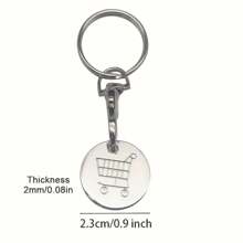 1pc/3pcs Convenient And Durable Stainless Steel Shopping Cart Token Key Ring For Supermarket Trolleys