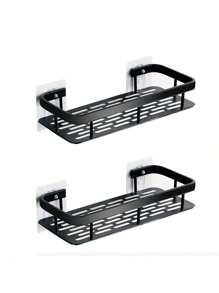 Shower Rack, Adhesive Shower Rack 1-Piece Set With Hook, No Need For Drilling, Wall Mounted Rust Proof High-End Storage Bathroom, Kitchen, Storage Rack,Racks For Storage,Shelf,Black