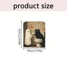 1 Stück/4 Stücke/6 Stücke/10 Stücke Halloween Katzen- & Geister-Muster Plüsch Stuhlbezug, abnehmbarer Kurzflor Stoff Stuhlüberzug, Rückenschutz für Stühle, geeignet für alle Jahreszeiten, Feiertags-Dekorationsstuhlbezug für Esszimmer, Wohnzimmer, Zuhause, mit Rückenschutz, passend für Esszimmer, Büro, Wohnzimmer, Hotel und Heimdekoration