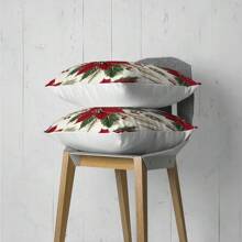 MEMNUN 1 Stück/2 Stücke/4 Stücke 17.7*17.7in(45*45cm)/19.69*19.69in(50*50cm)/15.75*15.75in(40*40cm) fuchsiafarbener Weihnachtsblumen Muster Kissenbezug (einseitig bedruckt), Heimdekoration Kissenbezug für Bett, Sofa, Bank, geeignet für täglichen Gebrauch oder hochwertige minimalistische Heimdekoration, Wohnzimmer, Schlafzimmer