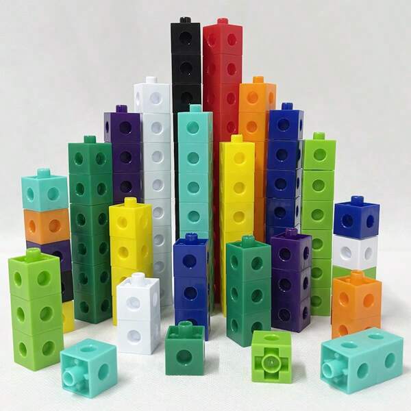 Juego de cubos de conexión STEM Math, bloques cúbicos educativos, cubos apilables, juguete de bloques de construcción, adecuado para contar y combinar colores, bloques de construcción creativos DIY, desarrolla habilidades matemáticas tempranas, pensamiento lógico y entrenamiento de motricidad fina, juguete de juego matemático para niños de 3+ años, regalo de vuelta a la escuela