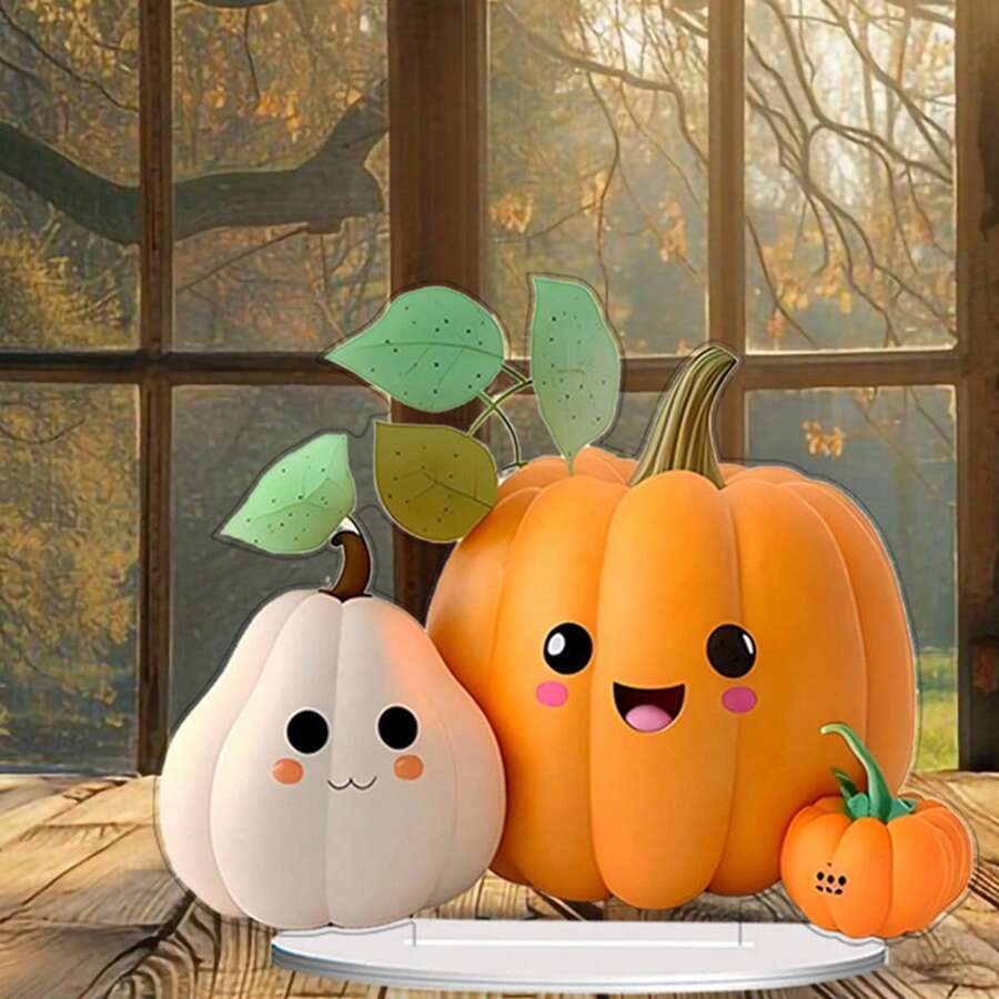 Halloween Table Decorations Cute Pumpkin Acrylic Sign 2D Flat Ornaments Centerpieces