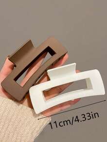 Large Rectangle Hair Clips, Matte Finish, 4 Colors Set - White, Black, Khaki, Coffee - 1 Pcs Khaki - View 2