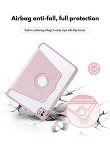 720°旋转保护壳后盖，防震、防压、防刮擦，支持睡眠/唤醒功能，兼容Mini 6/9/7/10.2/10.5/Air 4/5/10/10.9/Pro 11英寸/Air 11 (M2)/Air 13 (M2)/Pro 11 (M4)/Pro 13 (M4) 2024款及12.9英寸机型，也适用于S6 Lite/S7/S8/S9/S9FE/S8 Plus/S9FE 12.4/S7FE - 粉色 - 查看 5