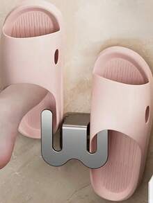 Portascarpe da parete rinforzato e migliorato con strisce adesive, portapantofole in alluminio da bagno, gancio da parete per il bagno senza bisogno di forare, portascarpe, accessori da bagno - Multicolore - Visualizzare 4