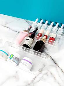 1/4 件多功能厨房抽屉式香料收纳架，节省空间的倾斜透明设计调味罐架，用于橱柜门/壁挂式存放香草和香料，坚固耐用，适用于厨房橱柜或台面、梳妆台橱柜收纳，非常适合厨房和浴室 - 無色 - 查看 4