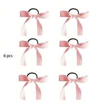 Set de 6 accesorios para el cabello multifuncionales con cintas de satén blanco, lazos, scrunchies - Nuevos estilo coreano elegante y sencillo para sujetar coletas, decoraciones para el cabello para mujeres y niñas, accesorios casuales, regalos y props para fotografía, bandas elásticas para el cabello