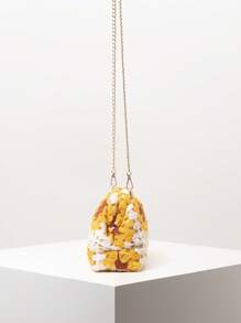 1 件花卉印花包、沙滩包、度假包、女士手拿包、高档金属链斜挎包、钩针套装、旅行必备品、女士度假装（图案随机）