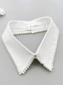 1pc Women's Beige & Black Handmade Pearl Embellished Detachable Collar, Versatile Wear For Stage Performance,Festival,Travel,Disco,Graduation Outfit - Beige - View 15
