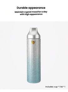 Starbucks 銀藍漸變色自由款徽章保溫杯400ml 不鏽鋼保冷保冷隨行杯 防漏便攜 男女通用 禮物