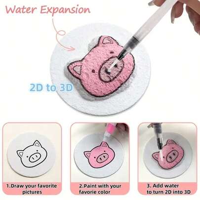 33 件圆形、心形、花朵 3 种尺寸 3D 海绵画板带储水刷 - 柔软纹理艺术纸、DIY 绘画工具、创意设计装饰纸、适用于手工艺品、纹理绘画、DIY 项目、增强艺术体验、理想的礼物选择、激发创造力