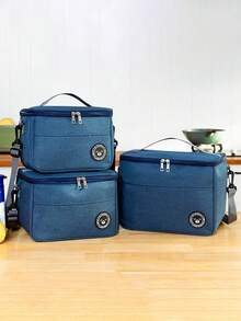 1 hộp đựng cơm trưa màu xanh navy, túi xách, túi cách nhiệt vuông, túi đựng cơm bento dày bằng giấy bạc, dành cho nhân viên văn phòng, học sinh mang theo bữa ăn, túi dã ngoại dung tích lớn - Nhiều màu - Xem 2