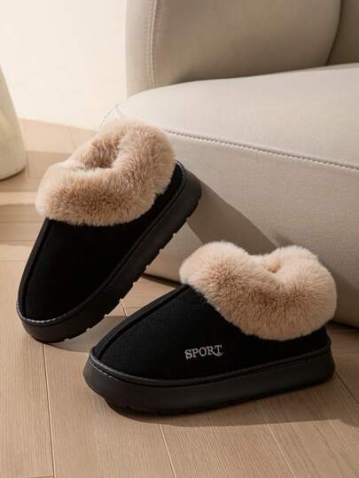 OBOVAY 1 双男士简约时尚厚底高跟保暖室内拖鞋，厚底轻便男女通用雪地靴