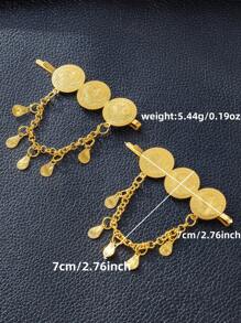 1 件复古金属链流苏发夹，中东风格刘海发夹，舞蹈，表演发饰 - 均碼 - 查看 6