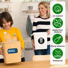 Trash And Recycle Stickers 5 Pcs For Bins, Recycling Stickers For Trash Can UV Stable And Weatherproof, Bin Labels For Kitchen Offi Garage Waste Basket Indoor Outdoor Use - Initial - View 5