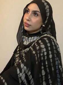 1 件女士波西米亚风格蛇皮印花头巾替代品，秋冬街头风格男女通用围巾，适合日常穿着 - 黑色 - 查看 2