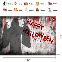 CZ Happy Halloween Backdrop Nightmare Before Christmas Background Scary Ghost Party Decorations For Photography Pictures 7X5FT 072 1439 - 黃色 - 查看 4