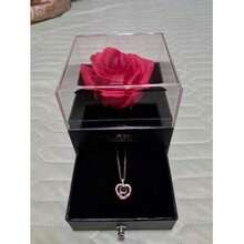 1pc Preserved Real Rose With I Love You Necklace Gifts For Women, Eternal Flowers Flower Gifts For Women Mom Girlfriend Wife On Christmas Birthday Anniversaries Valentine's Day Mothers' Day - Black - View 10