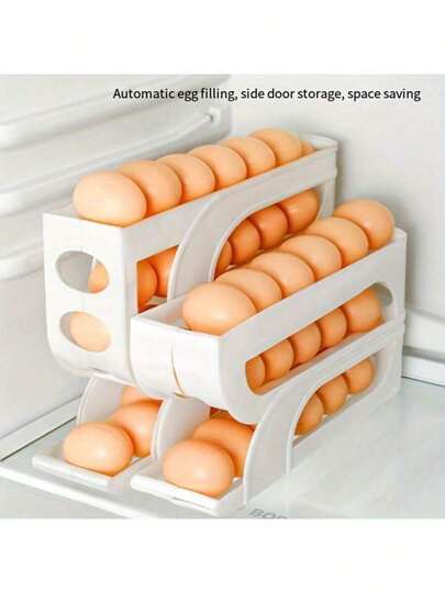 1pc Modern 3-Layer Egg Rack Refrigerator Egg Rack, Slide-Out Egg Holder,Anti-Fall,Refrigerator Egg Container Plastic Storage Bin, Compartment Anti-Coll Egg Storage Box,Space-Saving Refrigerator Side Door Storage Rack, Clear Stackable Egg Storage Box For Home/Kitchen Storage, Suitable For Refrigerator, Drawer And Shelf, Kitchen Organizer And Storage Cabinet, Kitchen Accessories
