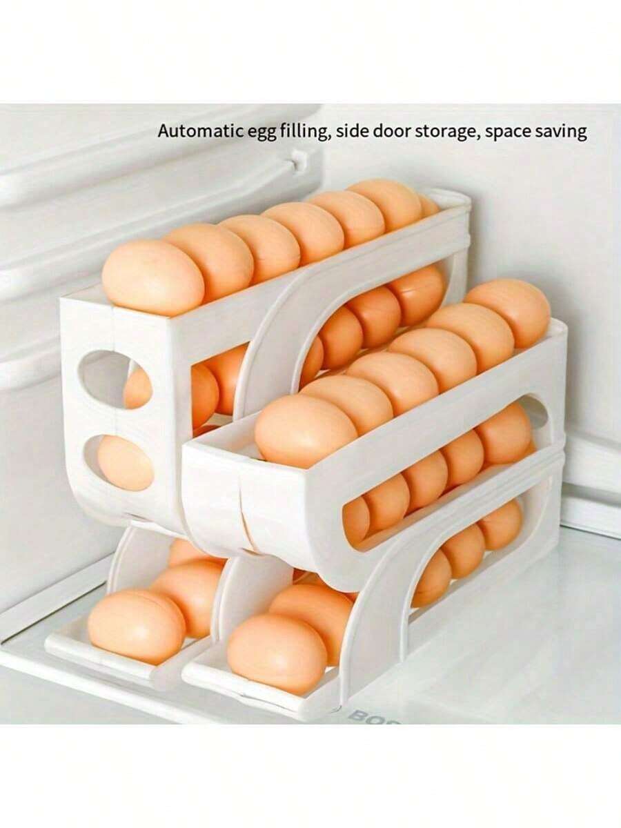 1pc Modern 3-Layer Egg Rack Refrigerator Egg Rack, Slide-Out Egg Holder,Anti-Fall,Refrigerator Egg Container Plastic Storage Bin, Compartment Anti-Coll Egg Storage Box,Space-Saving Refrigerator Side Door Storage Rack, Clear Stackable Egg Storage Box For Home/Kitchen Storage, Suitable For Refrigerator, Drawer And Shelf, Kitchen Organizer And Storage Cabinet, Kitchen Accessories