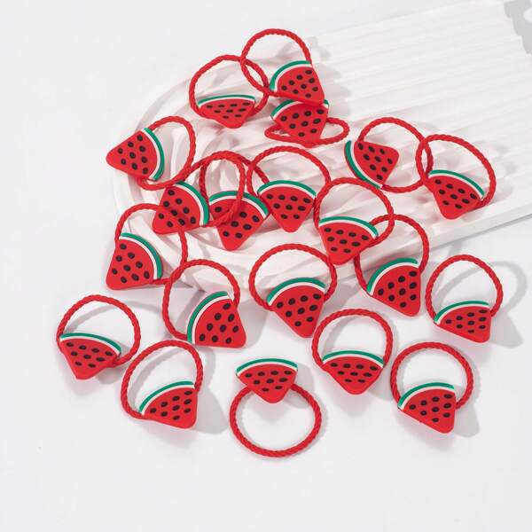 12pcs Cartoon Watermelon Hair Scrunchies, Vibrant & Energetic Hair Accessories, Cute Girl Gift, Plaid Cute Headwear, All Season, Ponytail Holders, Hair Elastics, Hair Rope