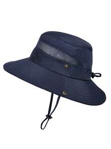 1pc Men's Summer Breathable Sun Block Cap, Outdoor Fishing Wide Brim Bucket Hat, Hiking UV Protection - 9045 - View 18