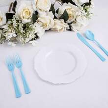 160 Piece Blue Plastic Silverware - Heavy Duty Blue Silverware Includes 80 Forks, 40 Spoons, 40 Knives, Disposable Plastic Utensils Perfect For Wedding, Graduation, Party,9001081 - Blue - View 8