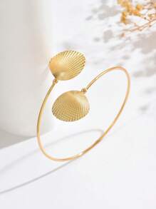1 件夏季度假风格金属贝壳臂袖，时尚海滩海洋生物可调节手链 - 金色 - 查看 3