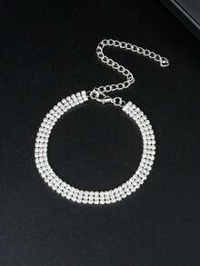 1件畅销多层水晶项链，时尚欧美中东风格水晶颈链 - 銀色 - 查看 6