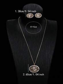2pcs Elegant Hollow Flower Earrings & Necklace Set, Suitable For Daily, Party, Date, Gathering, Women's Holiday Gift For Wife And Mother