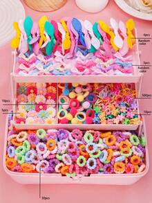 586件多色蝴蝶结发夹套装，时尚简约发带，马尾辫夹，绒球发带，送给女孩的礼物，适合学生、表演、派对