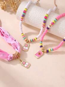 1/3pcs Set Funky Jewelry Luxurious Colorful Stone Beaded Sun Shaped Alloy Pendant Necklace, Versatile For Daily And Party Wear, Random Color Beads
