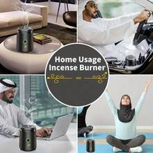 Portable USB Rechargeable Aroma Diffuser - Middle Eastern Arabic Style Small Electric Incense Burner, Short Version (Incense Not Included) - Multicolor - View 7