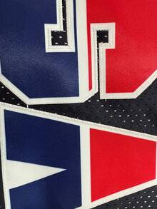 Atonmore Men's Basketball Pants USA Blue Retro Mesh Embroidered Zipper Pocket Casual Sports Shorts - Màu xanh lam - Xem 3