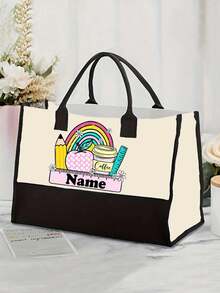 Personalized Teacher Bag, Customized Teacher Bag, Teacher Thank You Bag, Female Teacher Gift, Teacher Gift, Thank You Teacher Gift Bag, Nurse Gift, Nurse Tote Bag, Shoulder Tote Bag, Nurse Gift, Customized Nursing Bag, Nurse School Handbag, Bomina Style, College Style, Vacation Beach Summer Bag, Best Teachers Day Gift Forever - Multicolor - View 5