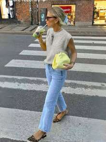 Vivid Style Summer & Autumn New Round Neck Sleeveless Knit Sweater Vest Top, Loose Casual Street Style, Lightweight Sweater Vest For Commuting, Cute Women Top, Suitable For Christmas, New Year