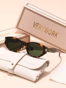 Verywork 1/2 Pairs Women's Plastic Geometric Small Frame Classic Elegant Modern Minimalist Fashion Glasses, Suitable For Street Style, Tropical Beach Vacation, Dates, And Ideal Accessory For All Face Shapes, Also Great For Summer Beach, Outdoor Activities, Travel, College/Campus Style, And Back-To-School Season